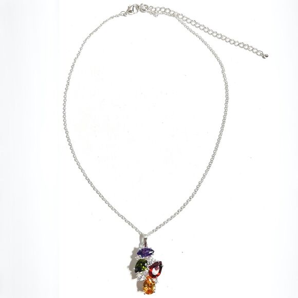 NVC Nataliya V Collister Silver Tone Pendant Necklace Rhinestone Cluster Bling - Picture 2 of 9